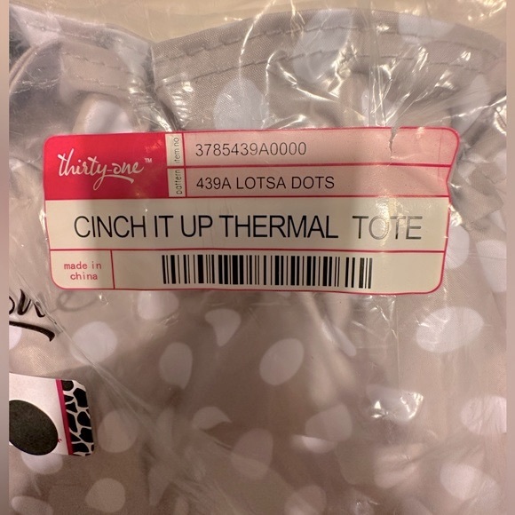 NEW thirty-one Cinch-It-Up Thermal Tote in Lotsa Dot - Style 3785 - Picture 4 of 7